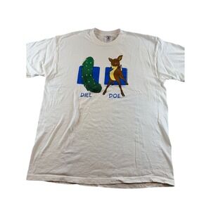Delta Pro Weight Dill Doe Funny Graphic T-Shirt XL White Vintage Pickle Deer